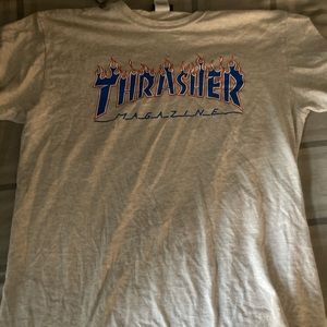 blue and gray thrasher tee